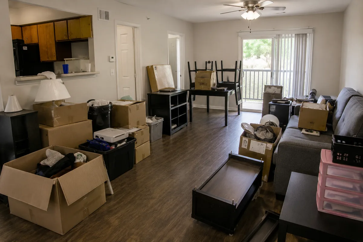 Peachy Clean crew loading an apartment cleanout in West Metro Atlanta
