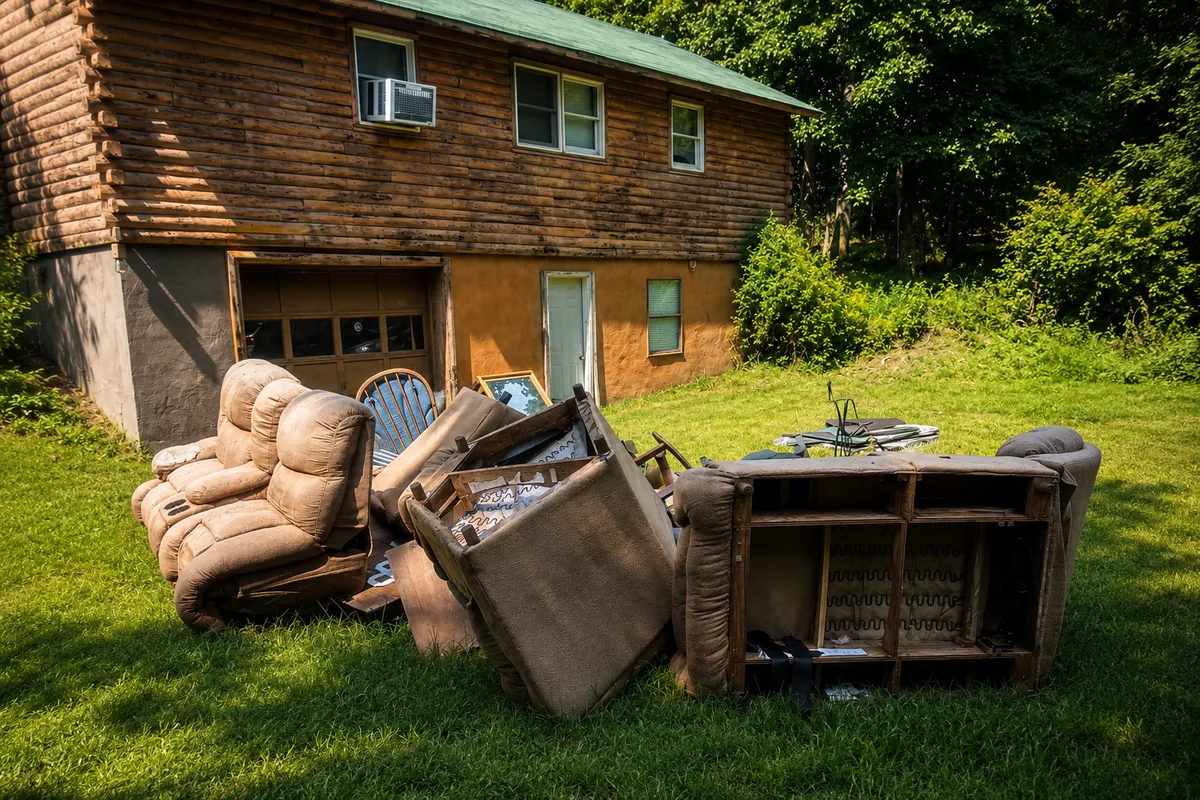 Peachy Clean crew loading old furniture for haul-away in West Metro Atlanta
