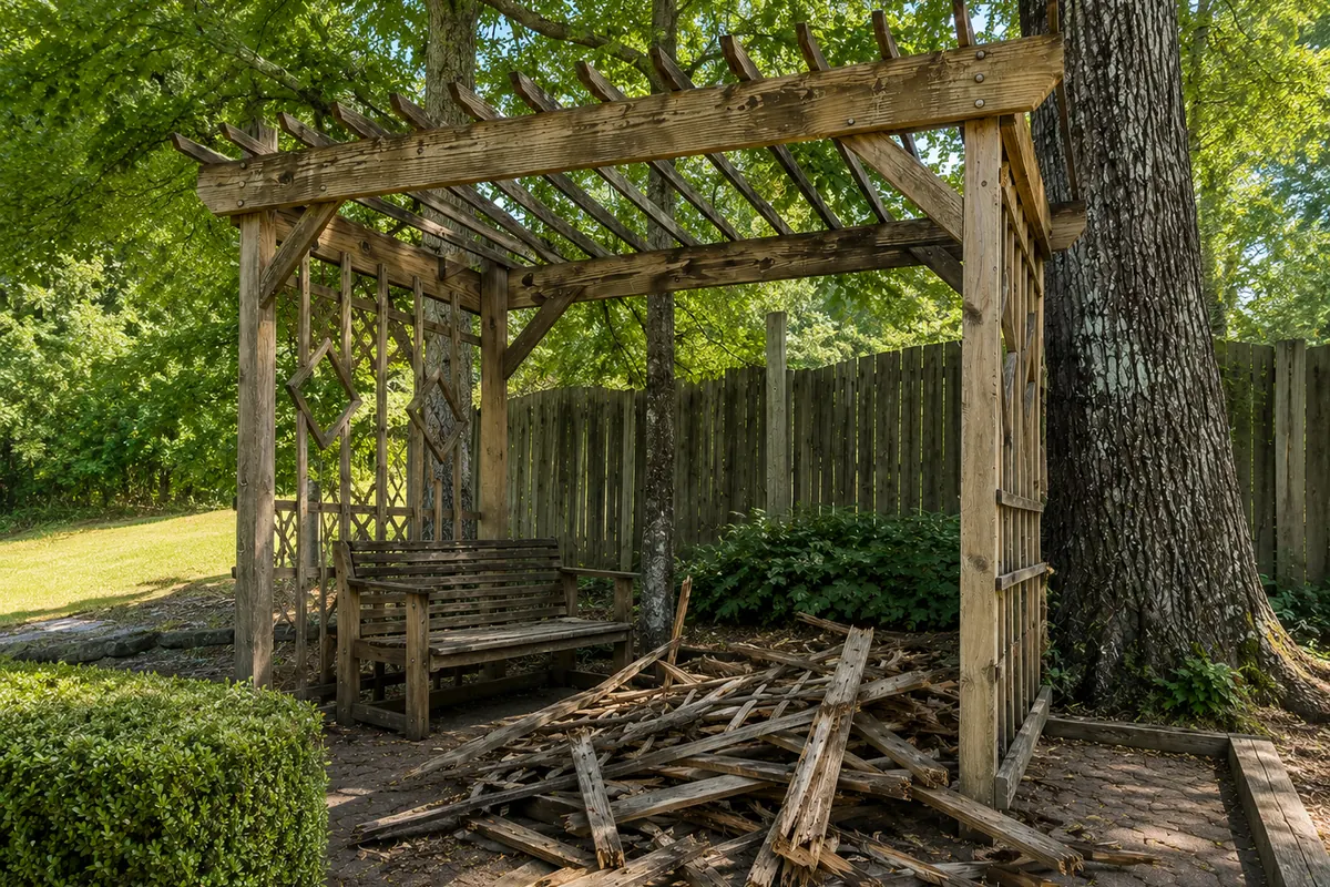 Peachy Clean crew after a gazebo and pergola removal in West Metro Atlanta